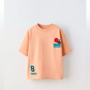 Zara Peach Kids T-Shirt with Graphic Print 8/9